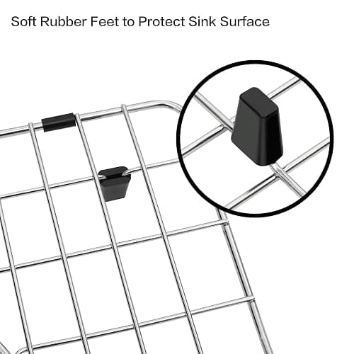 Zeesink Kitchen Sink Grid,25 3/16" X 13" Sink Protectors for Kitchen Sink,Stainless Steel Sink Grate with Center Drain thumbnail 4