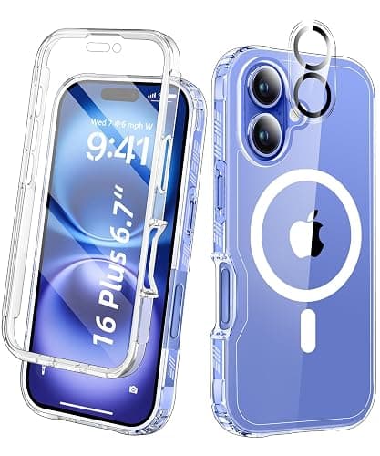 BANLEA Magnetic for iPhone 16 Plus Case Built-in Screen Protector, Clear | with Camera Lens Protector, [Compatible with MagSafe] Full Body Phone Case, Protective Cover for iPhone 16Plus 6.7" - Image 1