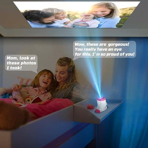 Uffylle Kids Camera with Projector, Big Screen 1080P Photography Kids Recorder with Tripod, Lanyard, 32GB Kids Video Vlogging Camera for Age 3-12, Christmas Birthday Gifts Toys for Boys Girls, White thumbnail 7