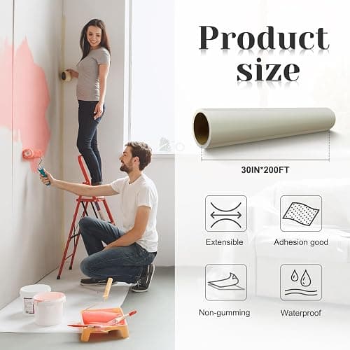 Amylove 30 Inch X 200 ft Carpet Protection Film Self Adhesive, Heavy Duty Plastic Carpet Protector for Stairs Rugs Hallways High Traffic Areas, Floor Covering for Moving Renovation (Transparent) thumbnail 3