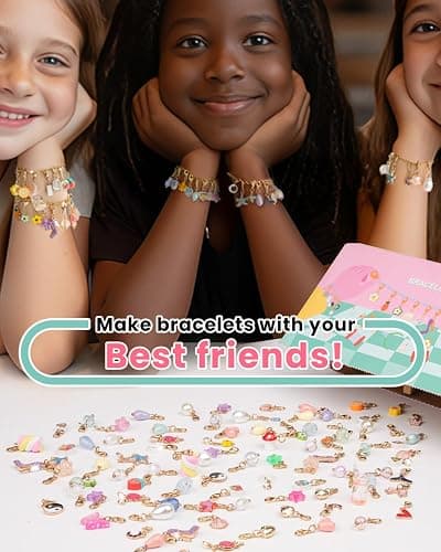 Deinduser Charm Bracelet Making Kit for Girls, Clip on Charms Kit for Bracelets, Charms for Bracelets with Clasp, Chain Bracelet Set for Girls, Ages 5-12 thumbnail 3