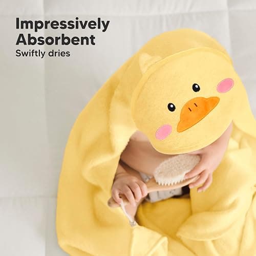 KeaBabies Hooded Baby Towel for Newborn, Baby Bath Towels (Duck, 35x35) | Viscose Derived from Bamboo, Large Baby Towels with Hood, Boys, Girls, Toddler, Soft Absorbent Baby Bath Essentials thumbnail 5