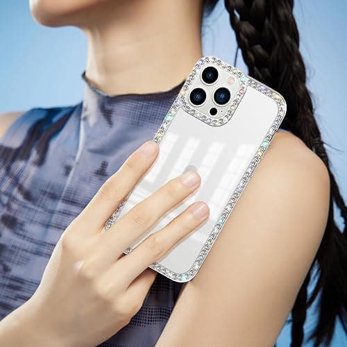 VAOXTY Compatible with iPhone 15 Case Clear Bling Diamond Rhinestone Cute for Girls Women Girly Case Glitter Shiny Sparkle Gem Design Soft Silicone Luxury Fashion Protective 3D Phone Case thumbnail 5