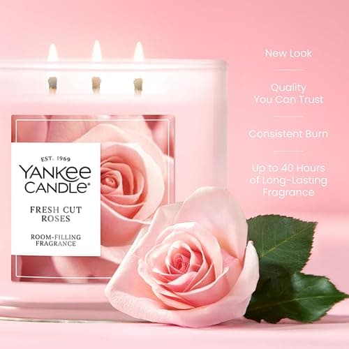 Yankee Candle Fresh Cut Roses, Scented Candle, 14.5oz 3-Wick Candle Jar with up to 40 Hours Burn Time, Giftable thumbnail 4