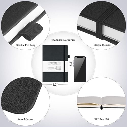 College Ruled Notebook, 5 Pack A5 Hardcover Leather Notebook for Work, Lined Notebook Journal for Women, Men, 100GSM Thick Paper, Large Notebook with Pockets, Professional Business Notebook, 5.7"x8.5" thumbnail 5