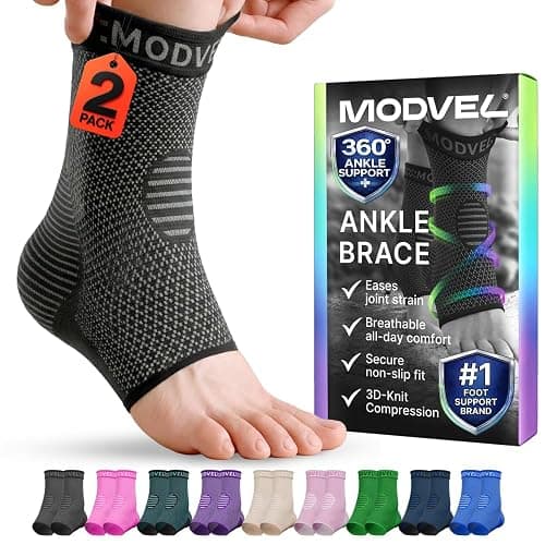 Modvel Foot & Ankle Brace Socks for Sprained Ankle Compression Sleeve - Plantar Fasciitis Relief Brace, Foot Support for pain Women & Men - Tendonitis & Arthritis Feet Sleeve, Stabilizing Ankles Wrap - Image 1