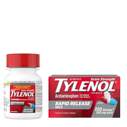 Tylenol Extra Strength Acetaminophen Rapid Release Gels, Extra Strength Pain Reliever & Fever Reducer, Gelcaps with Laser-Drilled Holes, 500 mg Acetaminophen, 100 ct - 100 Count (Pack of 1) thumbnail 9