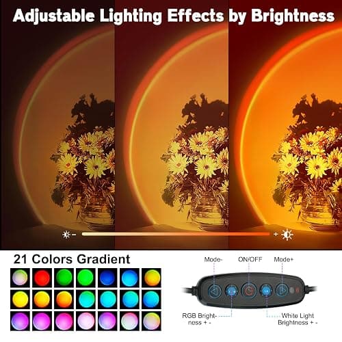 Tsrarey Sunset Lamp Multicolor Changed Night Light Projector with Button Switch,APP Control,360°Rotation for Room Decor,Party,Tiktok Live,Photography - Multicolor-A thumbnail 3