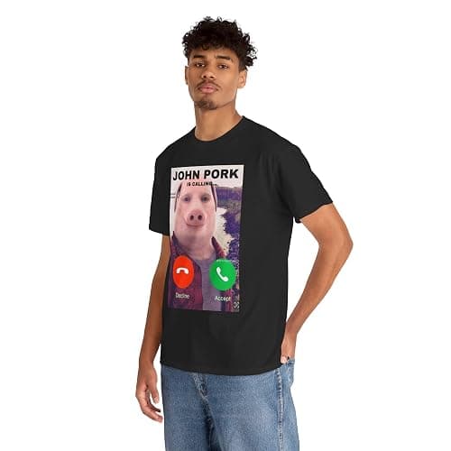 John Pork Funny Answer Call Phone T-Shirt, Brainrot T-Shirt thumbnail 6