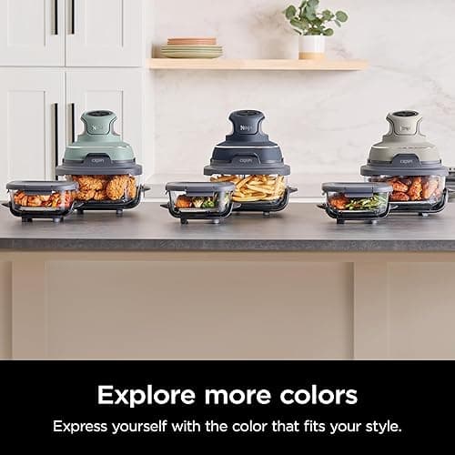 Ninja Crispi Air Fryer, Microwave, Freezer & Dishwasher Safe, Non Toxic Glass Portable Cooking System, 4 QT & 6 Cup Glass Containers with Storage Lids, Easy Meals, Air Fry, Bake, Stone, FN101ST - Stone thumbnail 15
