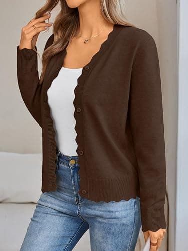 LILLUSORY Womens Cardigan Sweaters Long Sleeve Casual Lightweight Button Down V-Neck Fall Clothes 2025 thumbnail 3