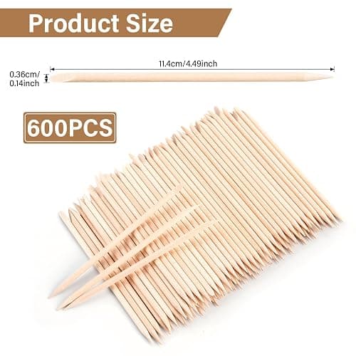 EWVVSS 600 Pcs 4.5 Inch Orange Sticks for Nails Double Sided Multi-Use Wooden Cuticle Pusher Sticks Manicure Pedicure Tool Cuticle Sticks or Eyebrow Waxing Sticks for Facial Hair Removal thumbnail 3