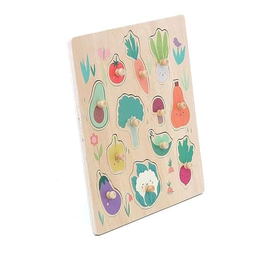 Vilac - Encastrement en Bois Les Légumes du Jardin - 2 Ans+, Multicouleur | Formes à associer et manipuler | développe la motricité fine et la reconnaissance | pièces illustrées | idée cadeau ludique thumbnail 6
