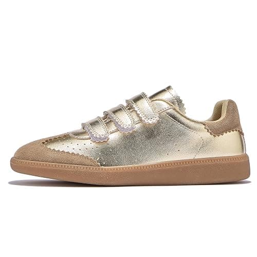 Teyiwow Sneakers for Women Lightweight Tennis Shoes Fashion Vegan Leather Hook & Loop Sneakers Non-Slip Walking Shoes thumbnail 3