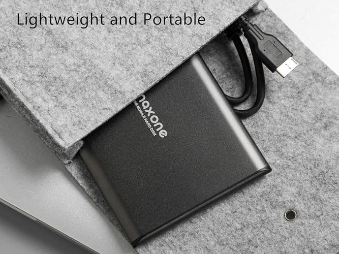 Maxone 500GB Ultra Slim Portable External Hard Drive HDD USB 3.0 Compatible with PC, Laptop, Charcoal Grey thumbnail 3