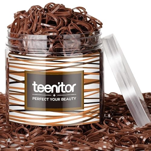 Teenitor Elastic Hair Bands, Small Hair Ties, 2000pcs, Light Brown - Image 1