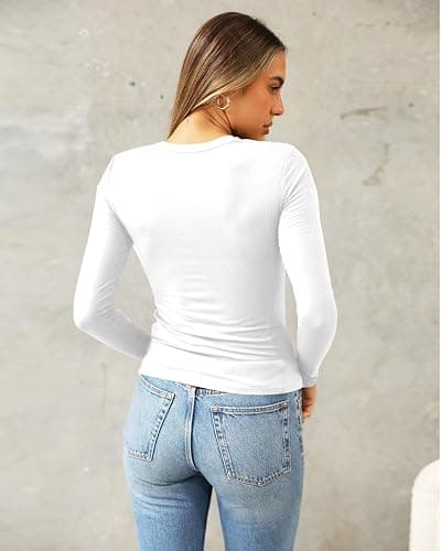 Abardsion Women's Long Sleeve Shirts Spring 2025 Casual Basic Going Out Crop Tops Slim Fit Tight Y2K Clothes thumbnail 4