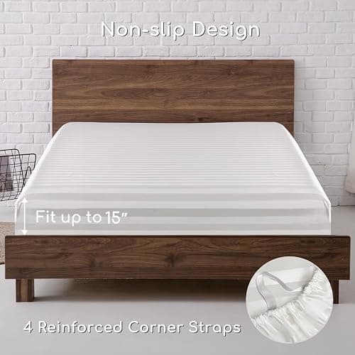 MR&HM Satin Bed Sheets, Twin Size Sheets Set, 3 Pcs Silky Bedding Set with 15 Inches Deep Pocket for Mattress (Twin, Ivory Striped) thumbnail 5