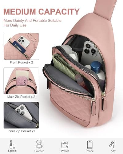 Capolo Sling Bag for Women Men Waterproof Crossbody Bags for Women Trendy Casual Fanny Pack with Convertible Shoulder Strap Chest Bag for Travel Hiking(Pink, Medium) thumbnail 4