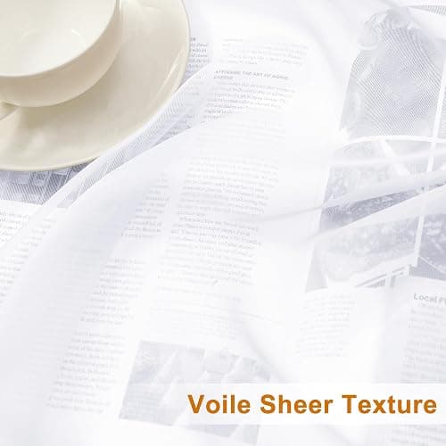 Hiasan Short White Sheer Curtains 36 Inches Length, Light Filtering Voile Drapes Airy Breathable Rod Pocket Kitchen Curtains for Small Window, 52 Inches Width, 2 Panels thumbnail 5