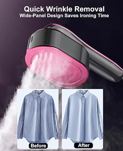 ADPTOYU 2-in-1 Steamer & Iron for Clothes, Portable Handheld Garment Steamer with LED Display, Large Ceramic Panel Travel Clothes Steamer Iron, 10s Fast Heat-Up All-Fabric Remove Wrinkle (Purple) thumbnail 6