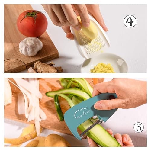 Kitchen Gadgets Set, Stackable for Saving Space, Blue, 5 Pieces | Durable Cooking Tools, Space Saving for Small Kitchen, Accessories for RV Camper Inside, Dishwasher Safe thumbnail 4
