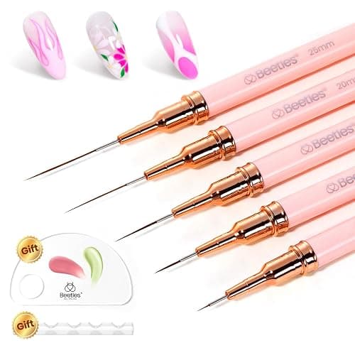 Beetles Nail Art Pens, 5pcs Nail Art Brushes Liner Brushes for Nails | 5pcs liner brush set with metal handle and size variety for long lines, detailed painting and nail art designs thumbnail 8