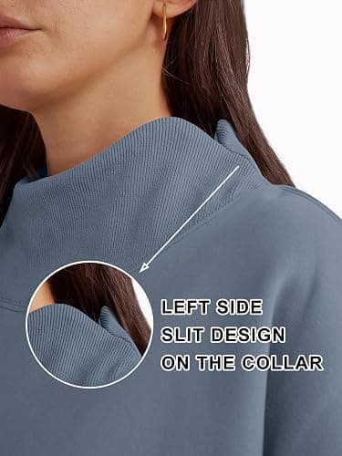 Trendy Queen Womens Mock Neck Sweatshirts Oversized Pullover Fall Outfits | Fall Fashion Clothes 2026,Long Sleeve Tops,Comfort Soft Fleece,Travel Casual Work Lounge Daily Outfit thumbnail 6