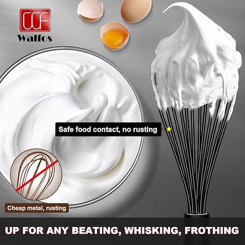 Silicone Whisks set with 7+5in mini stainless steel whisk, Non Scratch Coated 7+9+11in Whisks for Nonstick Cookware,Premium for Blending, Whisking, Beating, Frothing & Stirring thumbnail 5