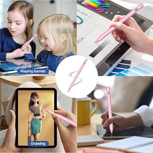 Stylus Pen for iPad 2018-2025 with Palm Rejection,Faster Charge,Tilt Sensitivity iPad Pencil Compatible with A16/10th/9th/8th/7th/6th,Pro 11/13inch (M4),Air M3/M2/5th/4th,Pro 11/12.9in,Mini 6/5 (Pink) thumbnail 9