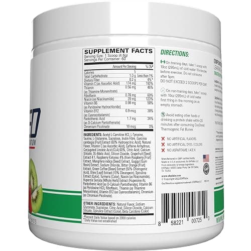 EHP Labs OxyShred Pre Workout Powder - Preworkout Powder with L Glutamine & Acetyl L Carnitine, Energy Boost Drink - Kiwi Strawberry, 60 Servings thumbnail 8