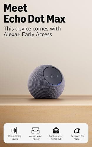 Amazon Echo Dot Max (newest model), Alexa speaker with room-filling sound and built-in smart home hub, with Alexa+ Early Access, Graphite thumbnail 8