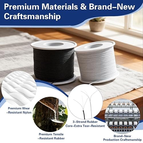 220 Yards Stretchy Bracelet String, 1mm Elastic String for Bracelets, 2 White & 2 Black Elastic Cord for Bracelets, Friendship Bracelet String, Tensile Strength String for Crafts, Necklaces & Beads thumbnail 5