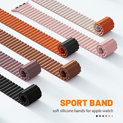 Magnetic Sport Bands for Apple Watch Band 40mm 38mm 41mm 42mm 44mm 45mm 46mm iWatch bands for Women Men,Silicone Loop Strap Wristband for Apple Watch Series 11 10 9 8 7 6 5 4 3 SE 3/2nd Ultra/3/2 49mm thumbnail 4