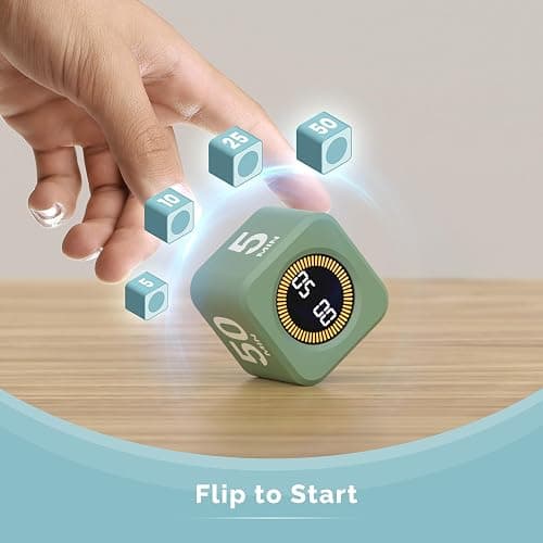 KADAMS Pomodoro Cube Timer Productivity Visual Timer - 5/10/25/50 Min Rotating Countdown (1, Green) thumbnail 2