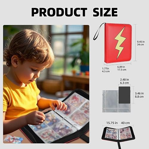 Collectible Trading Card Albums,4 Pocket Card Binder, 400 Double Sided Pocket PU Premium Zip Trading Collection Binderwith 50 Removable Sleeves, Card Folder forTCG, Sports Cards (Pink White) thumbnail 4