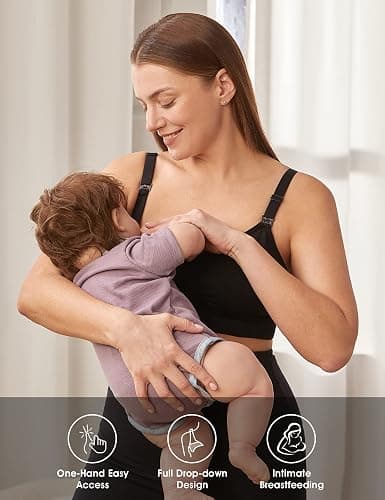HOFISH Maternity Nursing Bras for Breastfeeding Comfort Seamless Wirefree Pregnancy Bras S-XXL with Bra Extenders & Clips thumbnail 3