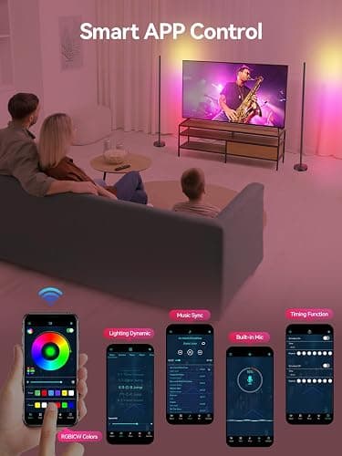OIYN Smart RGBICW LED Corner Floor Lamp - 16 Million DIY Colors, 68+ Scenes, Music Sync, App & Remote Control, Color-Changing Ambient Lighting for Living Rooms, Bedrooms, and Gaming Rooms thumbnail 5