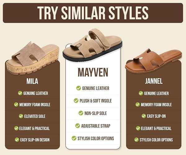 Project Cloud 100% Genuine Leather Sandals for Women Footwear - Stylish Womens Sandals with Plush & Soft Insole - Non-Slip and Water-Resistant Beach Sandals Slides for Women (Mayvy) thumbnail 6