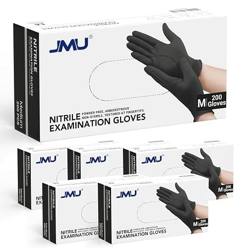 JMU Black Nitrile Gloves Medium Bulk, Case of 1200, 3.5Mil, Latex Free Powder Free - Image 1