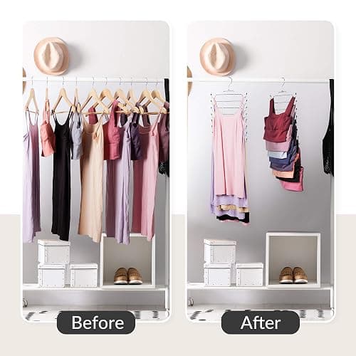 ZEDODIER 3 Pack Tank Top Hanger, Space Saving Bra Hangers, Non-Slip Hanging Sport Bras Holder, Closet Organizers and Storage for Camisoles Tank Tops Bras Ties Swimsuits Strappy Dress, Silver - 3 Pack - Silver thumbnail 2