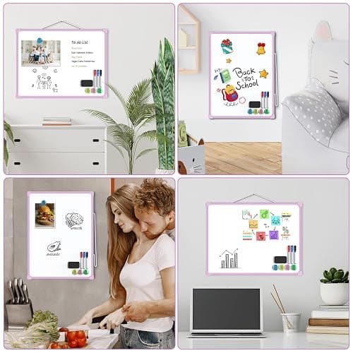 MaxGear Double-Sided Dry Erase Board for Wall, 16"x12" Hanging Whiteboard, Small Dry Erase White Board kit, Portable Whiteboard for Planning, Drawing, Memo, to Do List, Purple Frame thumbnail 7