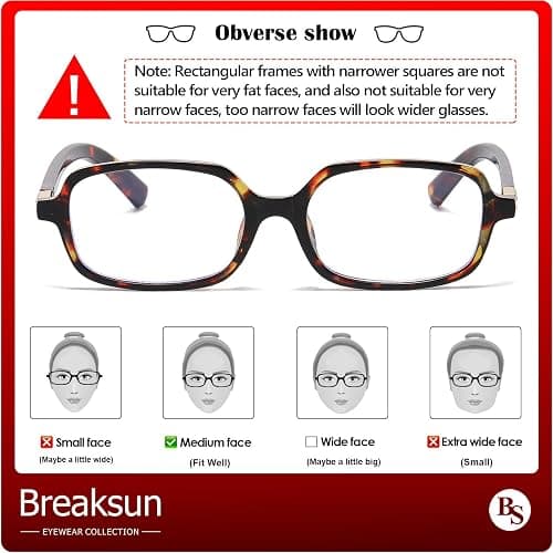 Breaksun Retro Rectangle Glasses for Women Men Small Square Blue Light Blocking Glasses Vintage Eyeglasses thumbnail 3