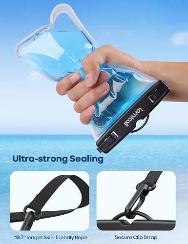 Lamicall Waterproof Phone Pouch Case - [2 Pack][Easy Lock & Heavy Duty] IPX8 Water Proof Cell Phone Dry Bag for Beach, Protector for iPhone 17 16 15 14 13 12 11 Pro Max Plus Air, Galaxy S25 S24, 4-7" thumbnail 5