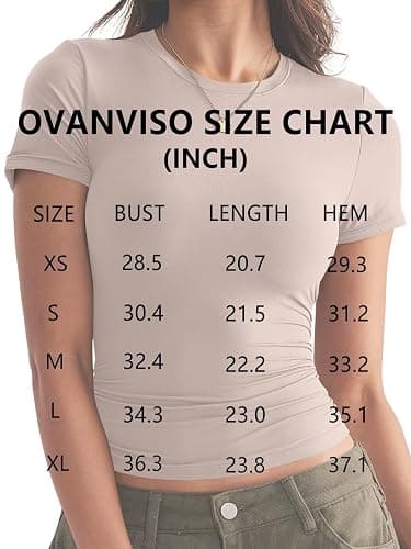 Ovanviso Womens Double Lined Tops Crewneck Short Sleeve Tees Basic Slim Fit T Shirts Y2K Summer Clothes 2026 thumbnail 6