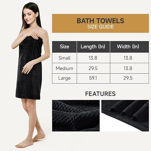 REDKISS 6-Piece Bath Towel Set - 2 Washcloths, 2 Hand Towels, 2 Bath Towels | Ultra-Fiber Coral Fleece, Super Absorbent, No Lint & No Fading | Perfect for Bathroom, Spa, Gym | Family & Adults-Black thumbnail 3