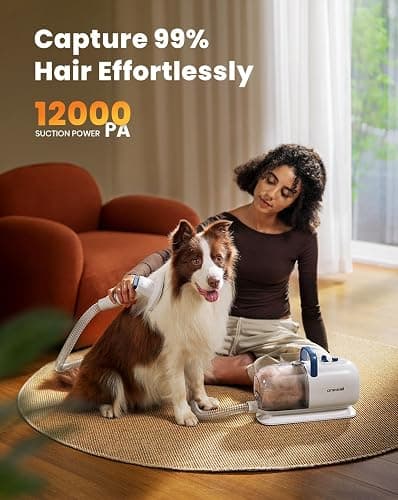 Oneisall 8 in 1 Dog Vacuum & Dryer for Shedding Grooming, Pet Clippers With Metal Blades, Adjustable Speed and Temperature Control Blower thumbnail 6