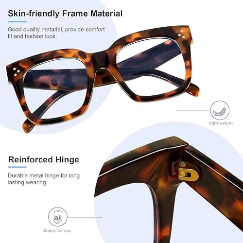 YMRFW Ovresized Blue Light Blocking Glasses for Women Men Square Computer TV Eyeglasses thumbnail 5