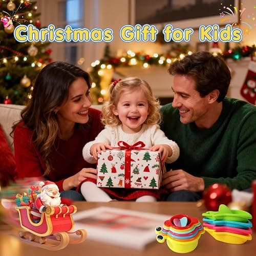 11 PCS Toddler Bath Toys for Kids Ages 1-3 Baby Shower Toys Mold Free Bathtub Toys for 12-18 Months Pool Water Table Sand Toys Stacking Cups & Floating Boats for Kids 2-4 Christmas Stocking Stuffers thumbnail 2