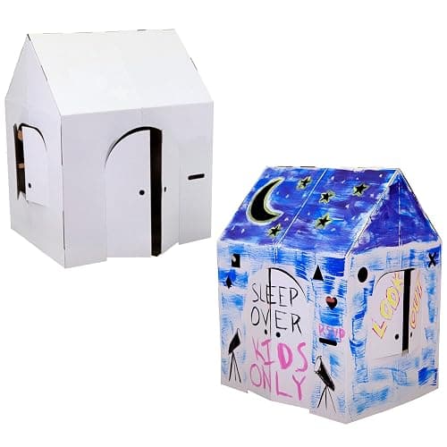 Easy Playhouse Cardboard Blank Crafty Cottage - Kids Fort to Color & Draw | DIY indoor playhouse and art canvas for kids; 32x26.5x40.5 in house with mail slots, fold out doors, and windows; USA made thumbnail 8